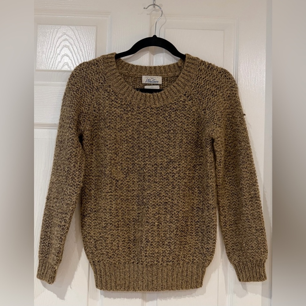 Vintage Chunky Made Specially by Wallace Brown Ribbed Crew Neck Sweater Size S - Picture 1 of 7